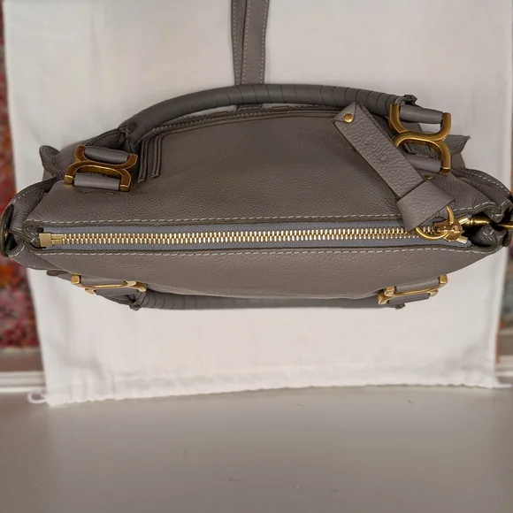 ⚡SOLD⚡NWT Chloé Marcie Satchel Bag in Cashmere Grey Grain Leather - Picture 4 of 16
